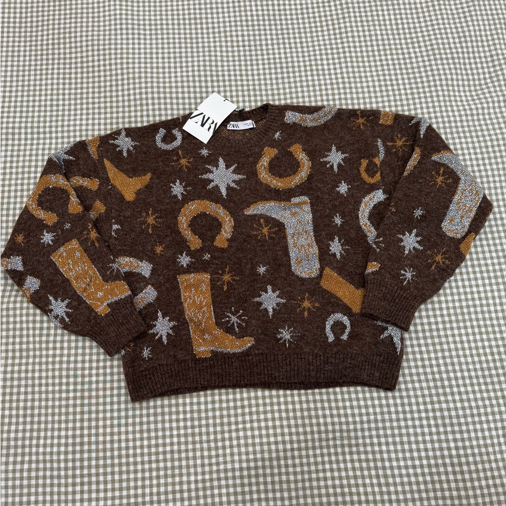 Zara cowboy print sweater.